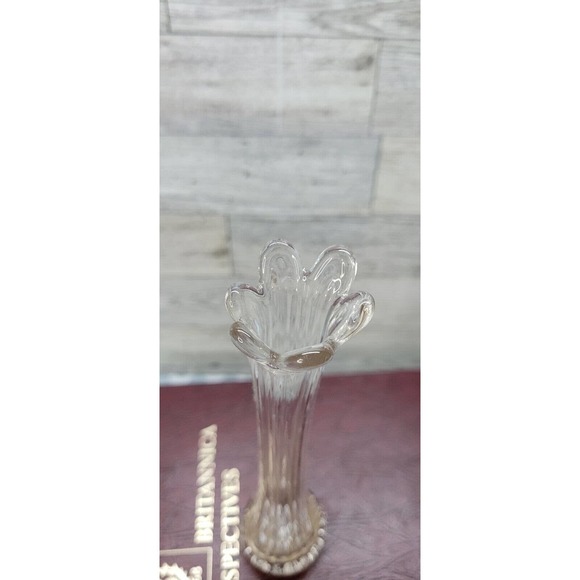 Swung Vase Clear Glass Six fingers garland star base Bud US Glass Co. 8" - Picture 4 of 9